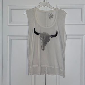 White Chaser Tank Top with Long Horn Detail Size S